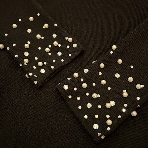 NWT LIV Milano Sweater NWT Black Small 4 6 Pearl Rhinestone Formal Cocktail NEW - Picture 14 of 16